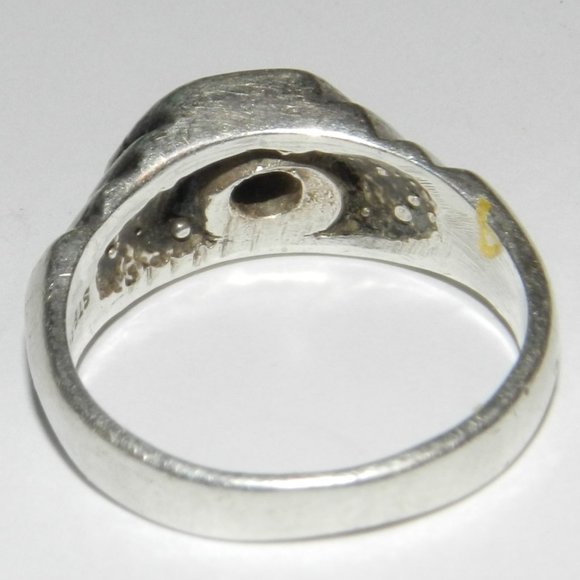 Women's Vintage Antique Tribal Old Sterling Silver Ring Pearl Gemstone - Picture 4 of 8